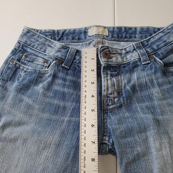 BKE Stella Jeans Womens 29 Blue Bootcut Denim Frayed Hem Embroidered Pockets - Picture 7 of 12